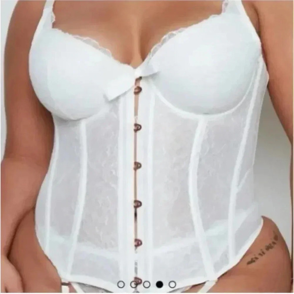 Savage X Fenty Corset Lace Floral Underwire Wedding White Rose Gold Plus Size 2X - Picture 1 of 10